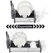 Plantex Kitchen Storage Rack/Aluminium Fold Flat Dish Drying Rack/Household Kitchen Bowls and Plates Organizers/Utensil Storage Holder - (Silver & Grey)