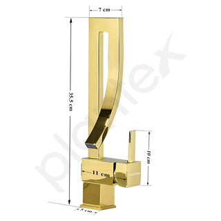 Plantex Pure Brass Wash Basin Tap/Pillar Tap for Wash Basin/Sink Tap for Kitchen Basin with Hot and Cold Connection Pipes -(Gold)