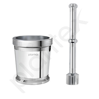 Plantex Heavy Stainless Steel Khalbatta/Mortar & Pestle Set/Okli Musal/Khal/Okli/Imam Dasta for Kitchen - Size 3(Dia: 8, H: 8 cm)