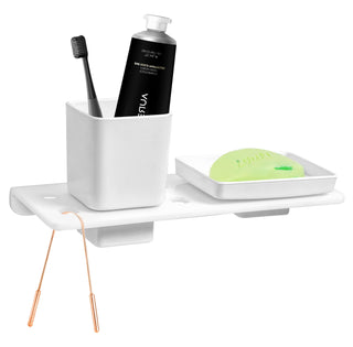 Plantex 2in1 Soap Dish/5mm Acrylic and ABS Plastic Soap Dish for Wall Mount/Soap Stands with Tumbler Holder/Bathroom Accessories - (White)