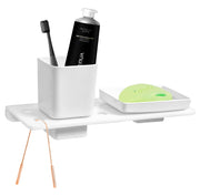 Plantex 2in1 Soap Dish/5mm Acrylic and ABS Plastic Soap Dish for Wall Mount/Soap Stands with Tumbler Holder/Bathroom Accessories - (White)