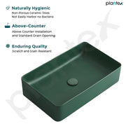 Plantex Rectangular Ceramic Wash Basin / Tabletop Wash Basin/ Wash Basin for Bathroom (Aqua Green) (13 x 23 x 4 Inch)