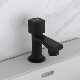 Plantex Pillar Tap for Wash Basin with Water Saving Aerator and Brass Spindle/Quarter Turn Basin Tap with Teflon Tape/Pillar Cocke for Wash Basin - Pack of 1 (Black)