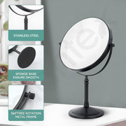 Plantex Premium Brass Magnifying Mirror/Dual Side Shaving Mirror for Bathroom With 5x/1x Magnification/Tabletop Vanity Hand Mirrors Stand (8 Inch-Black/Tabletop)