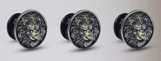 Plantex Lion Face Cabinet Drawer Knob Handle/Kitchen Cabinet Knobs/Knobs for Cabinets and Drawer/Round Drawer Pulls and Knobs- Pack of 3 Pieces (Brass-Antique)