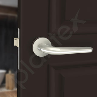 Plantex Heavy Duty Door Lock – Bathroom Door Lock/Mortise Keyless Handle Set for Home/Bathroom/Store Room/Balcony/Office with Baby Latch – (7077 – Satin White & Chrome Finish)