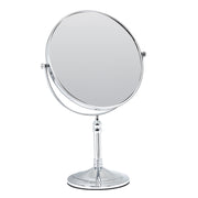Plantex Premium Brass Magnifying Mirror/Dual Side Makeup Mirror with 5x/1x Magnification/Tabletop Vanity Hand Mirrors Stand (8 Inch-Chrome/Tabletop)