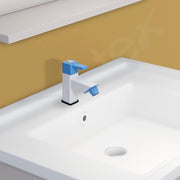 Plantex PTMT ES-113 Single Lever Pillar Painted Tap For Wash Basin With Plastic Wall Flange/Bathroom Water Tap (Blue & White)