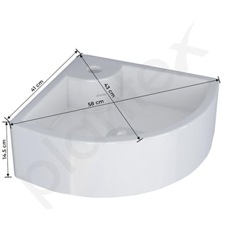 Plantex White Ceramic Corner Washbasin/Wall Mount Basin for Bathroom/Wall Hung Wash Basin/Small Corner Sink/10 Years Glaze Warranty by Plantex (Cornia - 16 x 16 x 10 Inch)