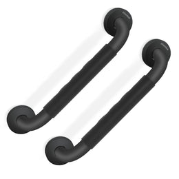 Plantex 304 Stainless Steel Grab Bar for Toilet with Grip/13 inch Anti-Slip Handle for Bathroom Support - Pack of 2 (Black)
