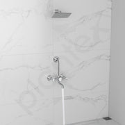 Plantex 2 In 1 Wall Mixer for Bathroom/Mixer L-Bend Provision for Overhead/Mixer Tap for Bathroom with Water Saving Nozzle and Wall Flange (RIO, Chrome)