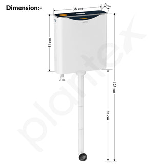 Plantex Flush Tank for Toilet with 10 Ltr Water Capacity/Dual Flushing Cistern for Bathroom/Polypropylene Toilet Flush Tank - Pack of 1 (Boss, Navy Blue & White)