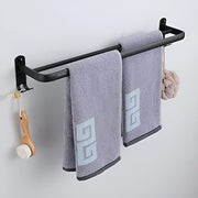 Plantex Aluminium Dual Towel Rod for Bathroom/Towel Hanger/Cloth Hanger for Bathroom with Hooks/Bathroom Accessories (Black) 24 Inch