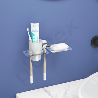 Plantex Brass-Made soap and Brush Holder Stand for Bathroom and wash Basin (Chrome-Silver)