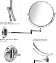 Plantex Premium Brass Magnifying Mirror/Two-Sided 360Ãƒâ€šÃ‚Â° Swivel Shaving Mirror with 5x/1x Magnification/Vanity Mirror for Bathroom (8 Inches-Chrome/Wall Mount)