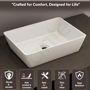 Plantex Counter Top WashBasin for Bathroom/Granite Quartz Rectangle Tabletop Wash Basin/Vessel Sink Wash Basin Over Counter for Home/Restaurant (Grey Stone - 18 x 13 x 5 Inch)
