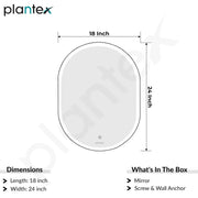 Plantex LED Bathroom Mirror with 3 Tone/Designer Mirror for Living Room/Bedroom/Dressing Room - Capsule Shape (18 X 24 Inch)