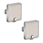 Plantex Knobs for Drawers/Drawer Knobs/Square Knob for Cabinets/Pull-Push Knob for Kitchen/Bedroom/Drawer - Pack of 2 (Satin Steel & Chrome)