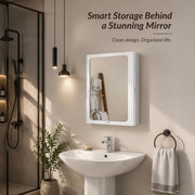 Plantex Acrylonitrile Butadiene Styrene Durable Bathroom Cabinet with Mirror/Premium Multipurpose Bathroom Mirror with Storage/Mirror with Shelf (14X18 Inch-White)