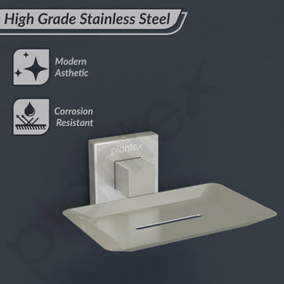Plantex Soap Holder for Bathroom/Stainless Steel Soap Stand/Soap Case/Soap Dish/Bathroom Accessories – Aqua (Satin)