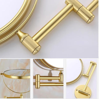 Plantex Brass And 304 Grade Stainless Steel Body Two-Sided 360° Swivel Mirror/Magnifying Mirror/Mirror For Makeup/Vanity Mirror Wall Mounted(8 Inches/Golden Finish) - Round