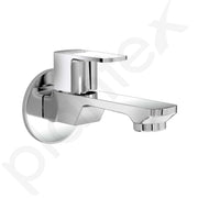 Plantex Single Lever Long Body Bib Tap for Bathroom with Water Saving Aerator/Tap for Wash Basin with Brass Spindle/Wall Mount Bib Tap with Wall Flange and Teflon Tape (SAGA-1292- Chrome)
