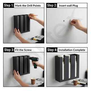 Plantex Metal Cup Holder/Cup Organizer for Kitchen/Cup Holder for Kitchen/3 Column- (Black)