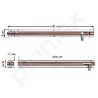 Plantex Heavy Duty 12-inch Joint-Less Tower Bolt for Wooden and PVC Doors for Home Main Door/Bathroom/Windows/Wardrobe - Pack of 2 (703, Rose Gold and Chrome)