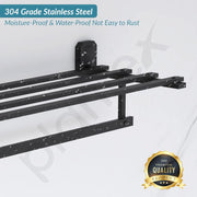 Plantex Cute 304 Grade Stainless Steel Towel Rack for Bathroom/Double Soap Holder/Napkin Ring/Bathroom Accessories - Black