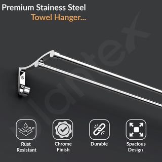 Plantex Stainless Steel Dual Towel Rod for Bathroom/Towel Hanger/Towel Holder Stand/Bathroom Accessories (18 Inch - Chrome)