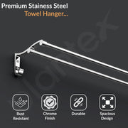 Plantex Stainless Steel Dual Towel Rod for Bathroom/Towel Hanger/Towel Holder Stand/Bathroom Accessories (18 Inch - Chrome)