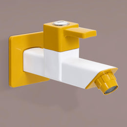 Plantex PTMT EDS-122 Single LeverPainted Bib Tap For Bathroom With Water Saving Aerator/Bib Cock For Bathroom With Plastic Wall Flange & Teflon Tape (Yellow & White)