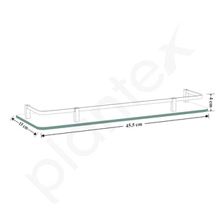 Plantex Multipurpose Frosted Glass Shelves for Bathroom/Shelves for Kitchen/Living Room Wall Shelves with Brass Railings and Wall Brackets (Chrome Finish, 18x6 Inches) - Pack of 3