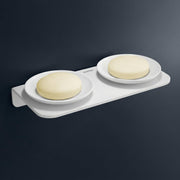 Plantex Dual Soap Holder for Bathroom/Acrylic Double Round Soap Dish/Stand/Bar/Soap Case/Bathroom Accessories - Pack of 1 (VIW-122, White)