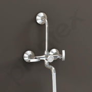 Plantex Brass Spindle Wall Mixer for Bathroom 2 in 1 with L-Bend Provision for Overhead Shower/Mixer Tap for Bathroom with Water Saving Nozzle and Wall Flange and Teflon Tape (SMR-1269-Chrome)