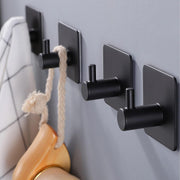 Plantex Adhesive Hooks Heavy Duty/GI Steel Hook for Hanging Clothes/Towel/Hooks for Wall Without Drilling - Pack of 6 (Black)