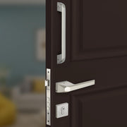 Plantex Door Lock with handle/Door Handle for Main Door/Mortise Lock with 3 computerized Brass keys/14 inch Pull-Push Handle/Door Hardware - Combo (Satin)