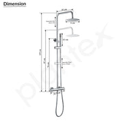 Plantex Shower Panel for Bathroom/Full Set with Head and Hand Shower with Adjustable Clamp and 304 Stainless Steel Hose Pipe - (Chrome)