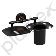 Plantex Brass With 304 Grade Stainless Steel 2 in1 Soap Dish with Tumbler Holder/Soap Stand/Tooth Brush Holder Bathroom Accessories - RDAB (Black)