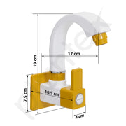 Plantex PTMT EDS-125 Single Lever Kitchen Faucet with Wall Flange & Teflon Tape/360Ã‚Â° Swivel Spout Sink Tap and Water Saing Aerator (Yellow & White)