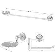 Plantex 304 Grade Stainless Steel Bathroom Accessories Set of 3 - Towel Hanger/Napking Holder/Dual Soap Holder for Bathroom - Skyllo (Chrome)