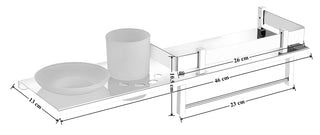 Plantex Stainless Steel 4in1 Multipurpose Bathroom Shelf/Bathroom Steel Rack with Soap Dish, Towel Rod and Tumbler Holder-Chrome (18x5 inches)