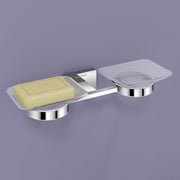 Plantex 304 Grade Stainless Steel Square Dual Soap Holder for Bathroom/Wall Mounted Soap Holder/Bathroom Accessories - Benz (Chrome)