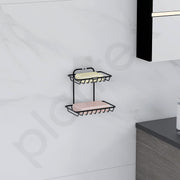 Plantex Self Adhesive Soap Dish/GI Steel Soap Case with Hook/Soap Stand with Hook/Soap Holder for Bathroom Accessories - Pack of 4 (Black)