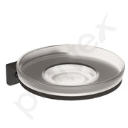 Plantex Single Soap Dish/Stainless Steel Glass Soap Holder/Case/Stand/Soap Bar for Kitchen/Bathroom Accessories - Pack of 1 (Black)