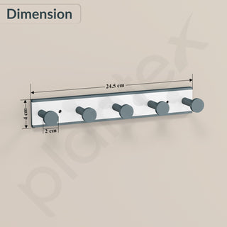 Plantex Cloth Hanger for Bathroom/Acrylic Hook Rail with 5 Hooks/Towel Hanger/Wall Mount Hook Rail Bar for Kitchen/Key Holder (Grey and Milky White)