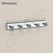 Plantex Cloth Hanger for Bathroom/Acrylic Hook Rail with 5 Hooks/Towel Hanger/Wall Mount Hook Rail Bar for Kitchen/Key Holder (Grey and Milky White)