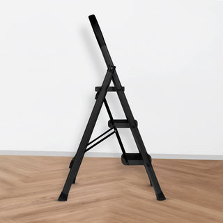 Plantex 3-Step Ladder for Home | Wide Anti Skid Step Foldable Ladder | Multipurpose Heavy-Duty Ladder (Black)