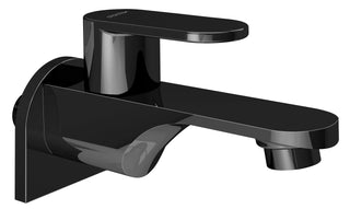 Plantex Pure Brass ORN-202 Long Body Bib Cock for Bathroom with Water Saving Aerator/Wall Mount BibTap with Wall Flange for Bathroom-7 Year Warranty (PVD Black)