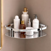 TEST - Plantex Bathroom Corner Shelf for Wall Mount/304 Grade Stainless Steel Corner Shelf for Bathroom with Railings/Bathroom Accessories Holder (9x9 inches)